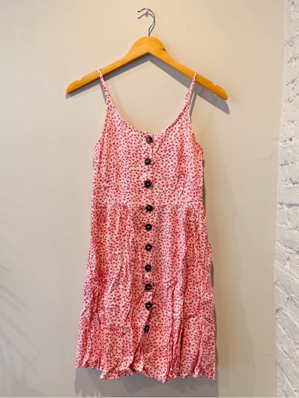 Japna Red Floral Button Front Mini Dress
